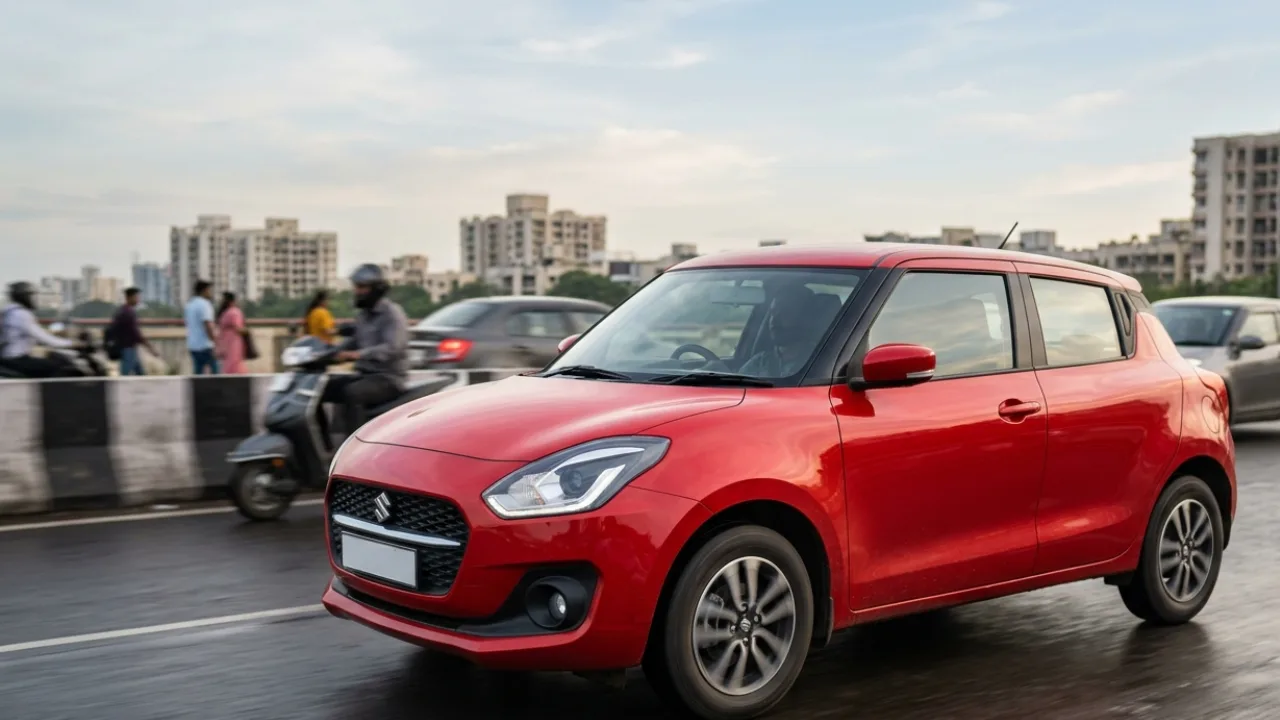 Maruti Suzuki Swift 2026 review showing its sporty hatchback design