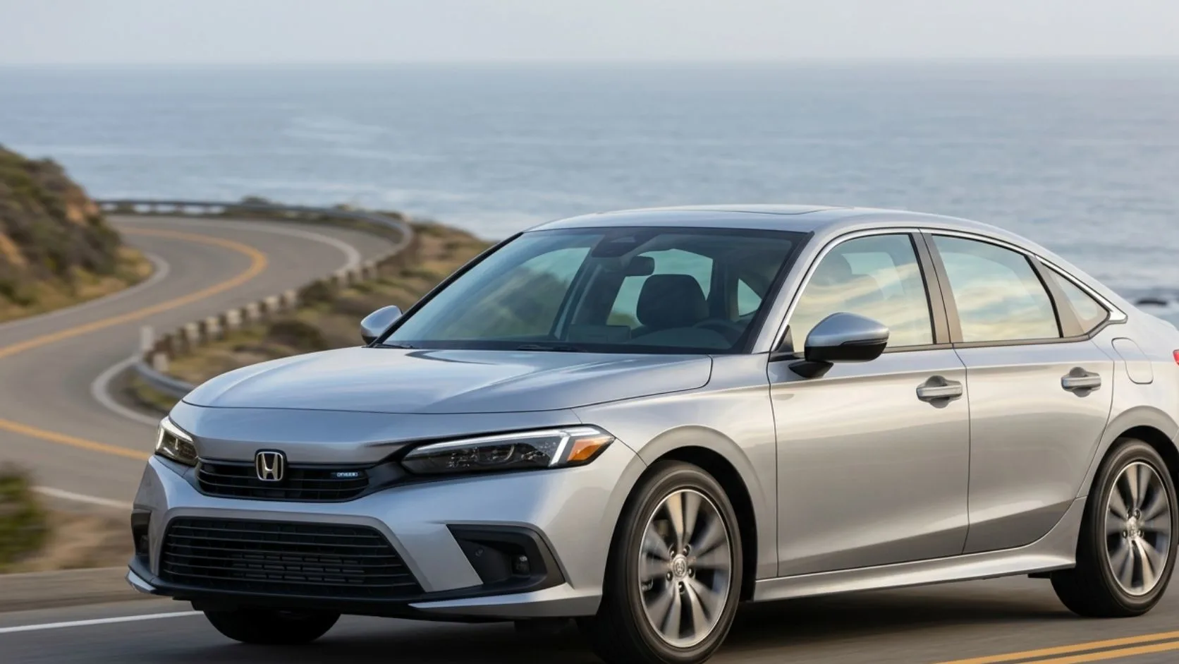 2026 Honda Civic Hybrid sedan exterior with hybrid powertrain and modern design