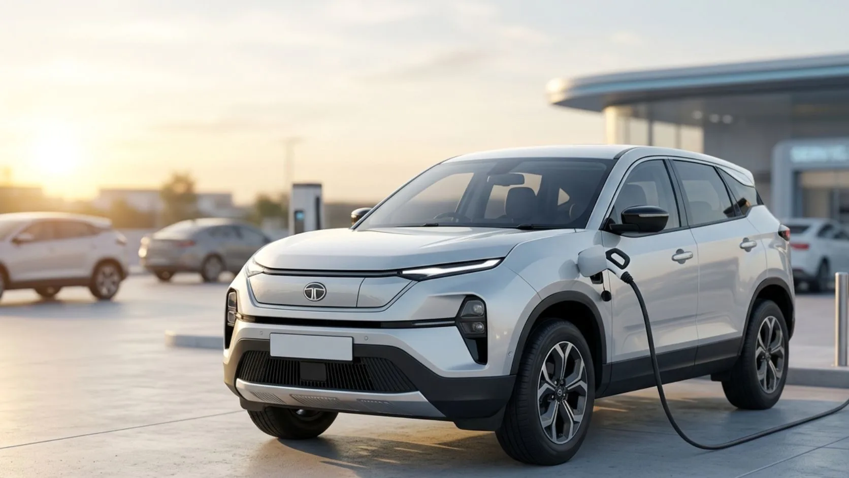 2026 Tata Harrier EV electric SUV front three-quarter view